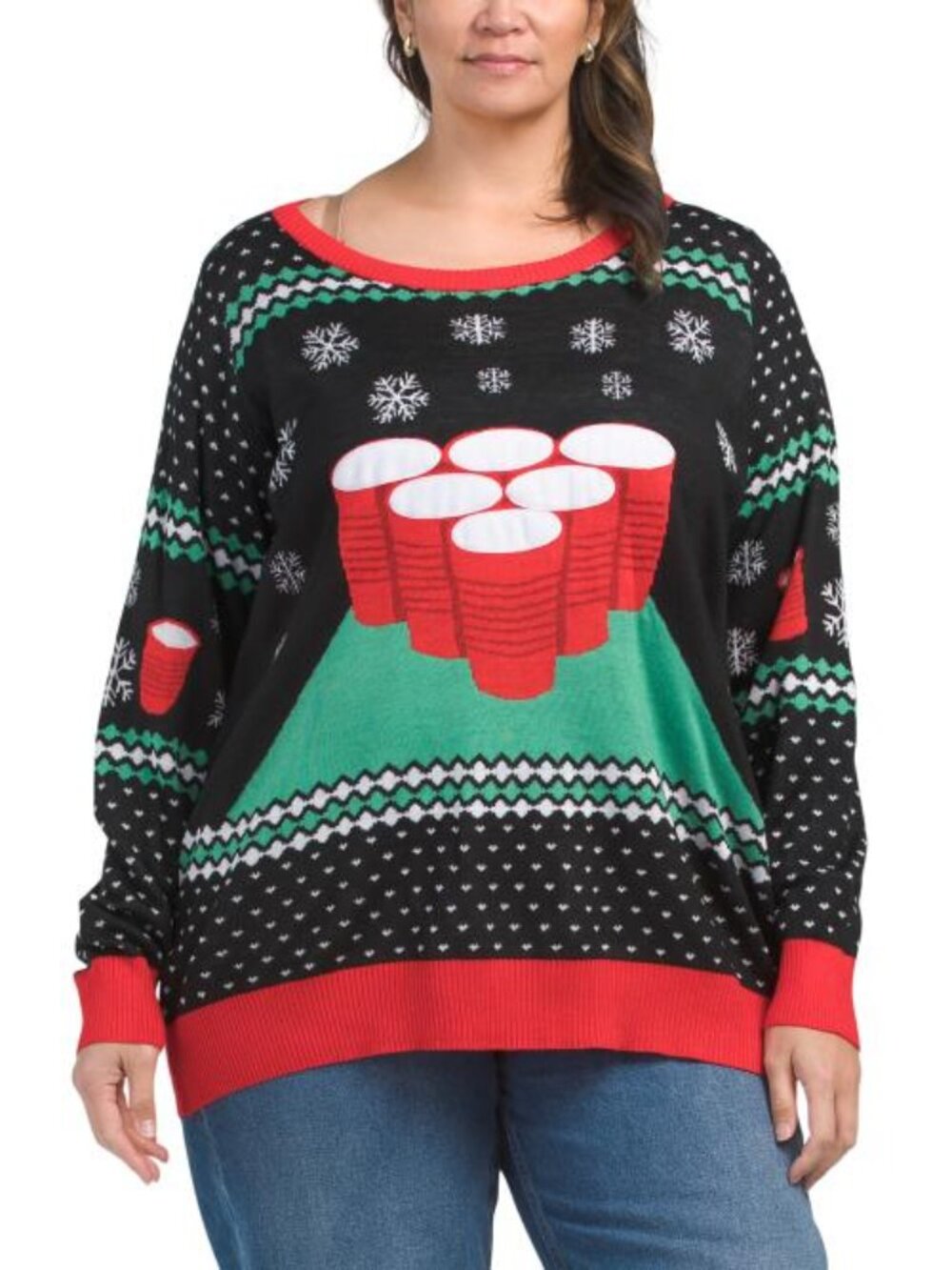 NWT Tipsy Elves Cheer Pong Game Christmas Sweater Size XXL Game Balls Included